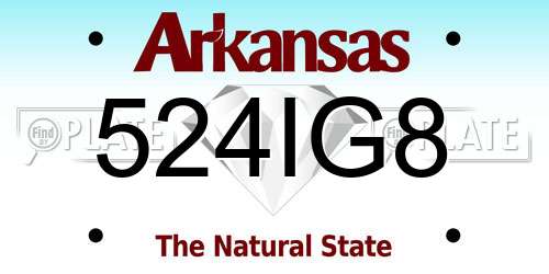524IG8 Arkansas License Plate