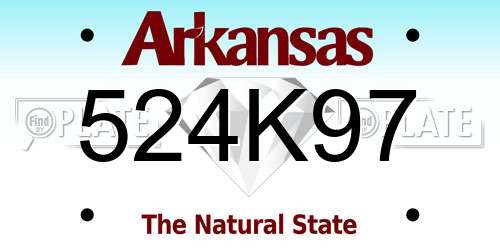 524K97 Arkansas License Plate