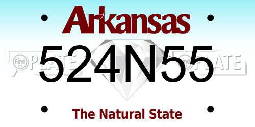524N55 Arkansas License Plate