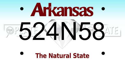 524N58 Arkansas License Plate