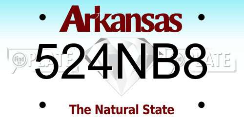524NB8 Arkansas License Plate