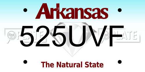 525UVF Arkansas License Plate