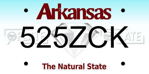 525ZCK Arkansas License Plate