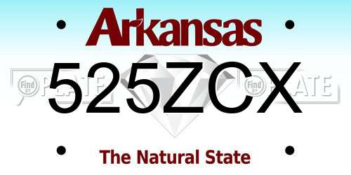525ZCX Arkansas License Plate
