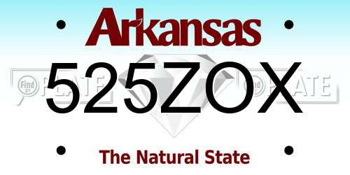 525ZOX Arkansas License Plate