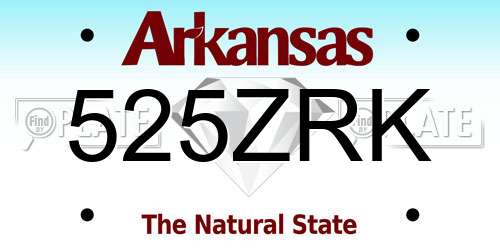 525ZRK Arkansas License Plate