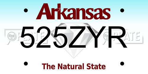 525ZYR Arkansas License Plate