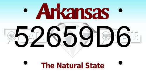 52659D6 Arkansas License Plate
