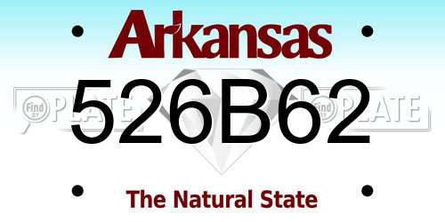 526B62 Arkansas License Plate