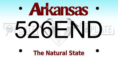 526END Arkansas License Plate