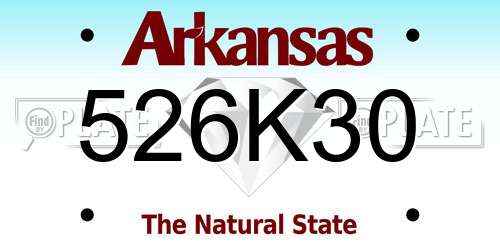 526K30 Arkansas License Plate