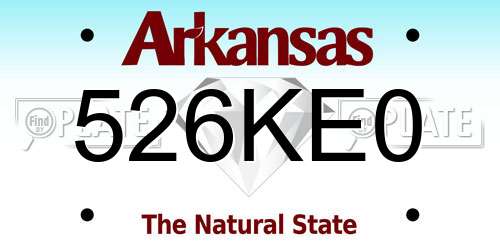 526KE0 Arkansas License Plate