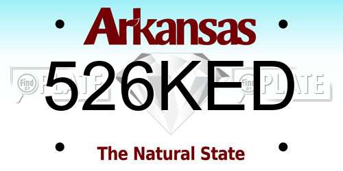 526KED Arkansas License Plate