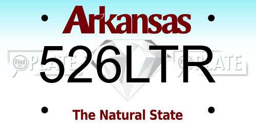 526LTR Arkansas License Plate