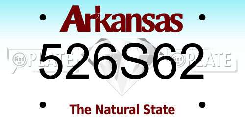 526S62 Arkansas License Plate