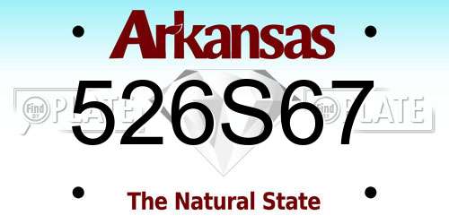 526S67 Arkansas License Plate