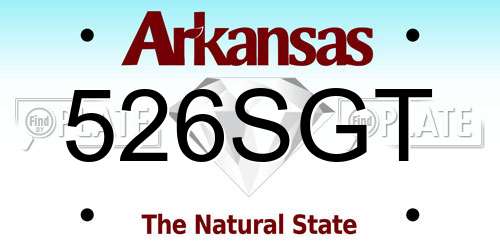 526SGT Arkansas License Plate