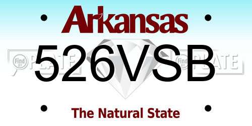 526VSB Arkansas License Plate