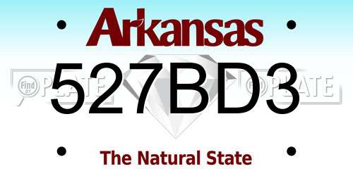 527BD3 Arkansas License Plate