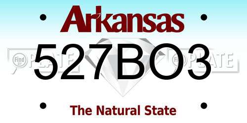 527BO3 Arkansas License Plate