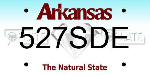 527SDE Arkansas License Plate