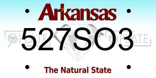527SO3 Arkansas License Plate