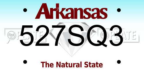527SQ3 Arkansas License Plate