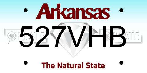 527VHB Arkansas License Plate