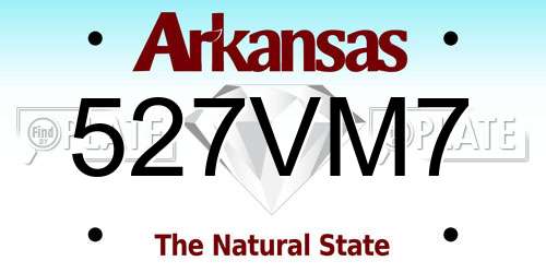 527VM7 Arkansas License Plate