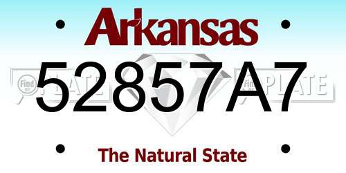 52857A7 Arkansas License Plate