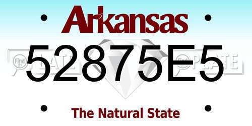 52875E5 Arkansas License Plate