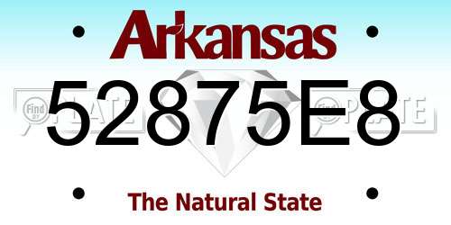 52875E8 Arkansas License Plate