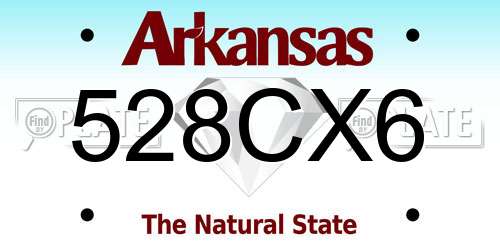 528CX6 Arkansas License Plate