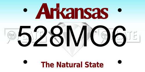 528MO6 Arkansas License Plate