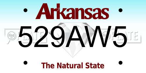 529AW5 Arkansas License Plate