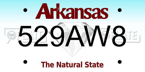 529AW8 Arkansas License Plate