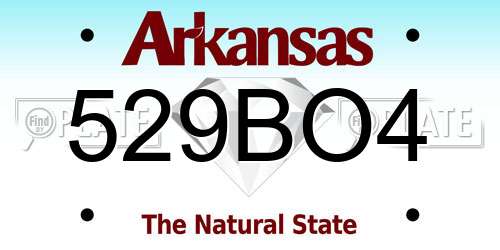 529BO4 Arkansas License Plate