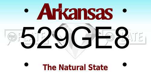 529GE8 Arkansas License Plate