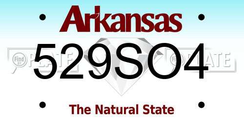 529SO4 Arkansas License Plate