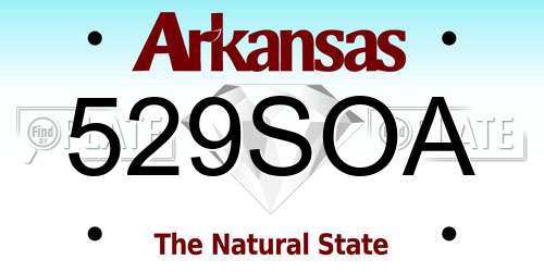 529SOA Arkansas License Plate