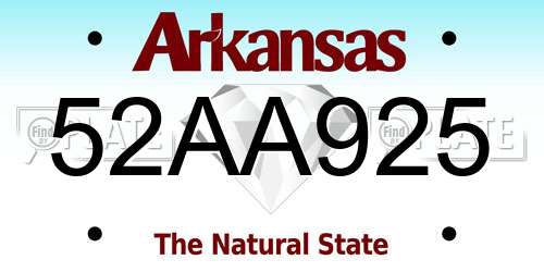 52AA925 Arkansas License Plate