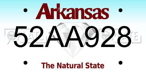 52AA928 Arkansas License Plate
