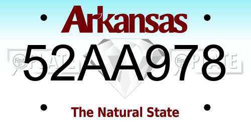 52AA978 Arkansas License Plate