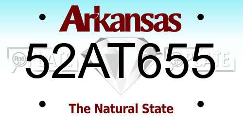 52AT655 Arkansas License Plate