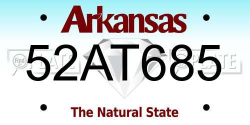 52AT685 Arkansas License Plate