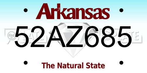 52AZ685 Arkansas License Plate