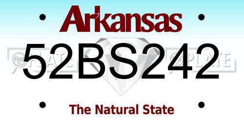 52BS242 Arkansas License Plate