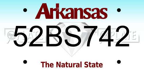 52BS742 Arkansas License Plate