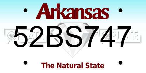 52BS747 Arkansas License Plate