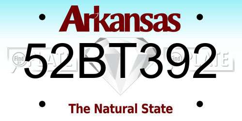 52BT392 Arkansas License Plate